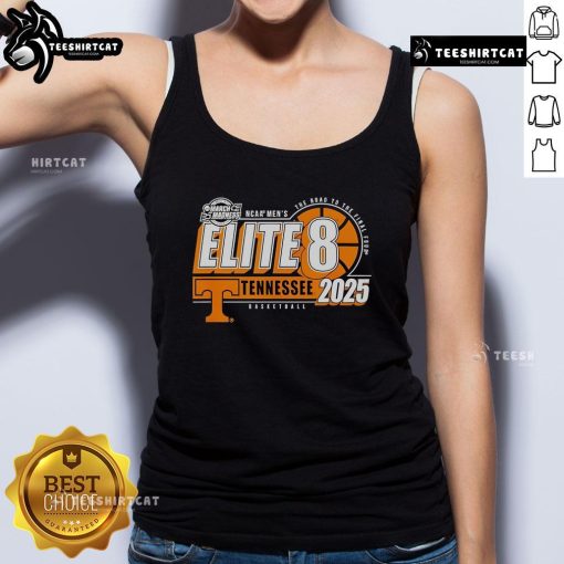 Official Tennessee Volunteers Elite 8 2025 Men's Basketball Tank Top featuring team colors and logo, perfect for fans.