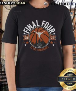 Official Texas Basketball 2025 Women's Final Four Ladies Tee shirt featuring team colors and logo.