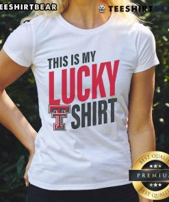 Official Texas Tech Red Raiders 'This Is My Lucky' ladies tee in red, perfect for game day and showcasing team spirit.