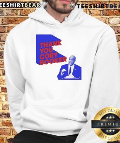 Official Thank You Cory Booker Hoodie featuring a bold design, perfect for supporters of Cory Booker and his campaign.