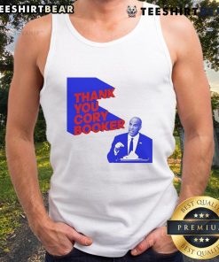 Official Thank You Cory Booker Tank Top featuring bold text and vibrant colors, perfect for supporters of Cory Booker.