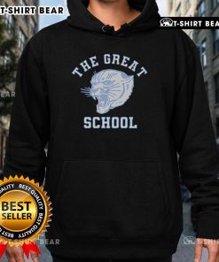 Official The Great School Hoodie in navy blue featuring a stylish logo, perfect for students and school spirit.