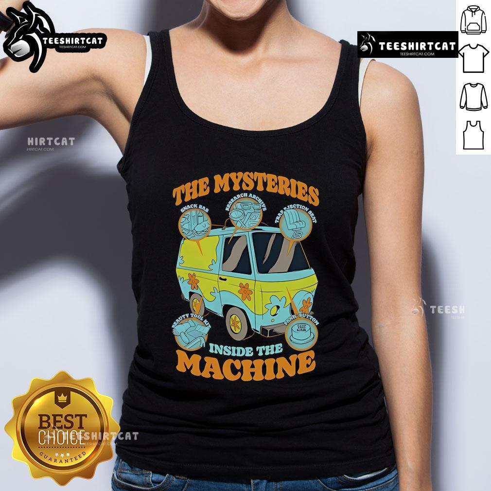 Official The Mysteries Inside The Machine Scooby Doo Tank Top Alt Text: Official Scooby-Doo tank top featuring 'The Mysteries Inside The Machine' graphic design for fans.