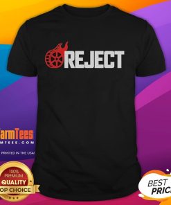 Alt Text: Official The Reel Rejects Flaming Logo T-Shirt featuring a vibrant flame design and stylish fit for fans.