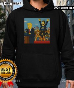 Alt Text: Official The Simpsons hoodie featuring Donald Trump and Elon Musk, promoting 'Make America Great Again' theme.