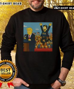 Official The Simpsons sweatshirt featuring Donald Trump and Elon Musk with 'Make America Great Again' slogan.