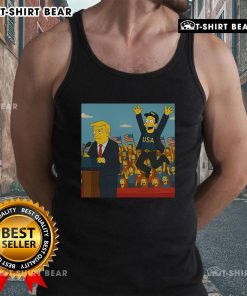 Official The Simpsons Donald Trump and Elon Musk Make America Great Again tank top featuring vibrant graphics and pop culture humor.