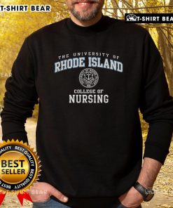 Official University of Rhode Island College of Nursing sweatshirt showcasing school pride and logo.