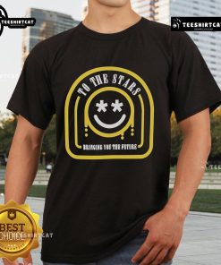 Official To The Stars Bringing You The Future Smiley T-Shirt featuring a vibrant smiley design for a stylish look.