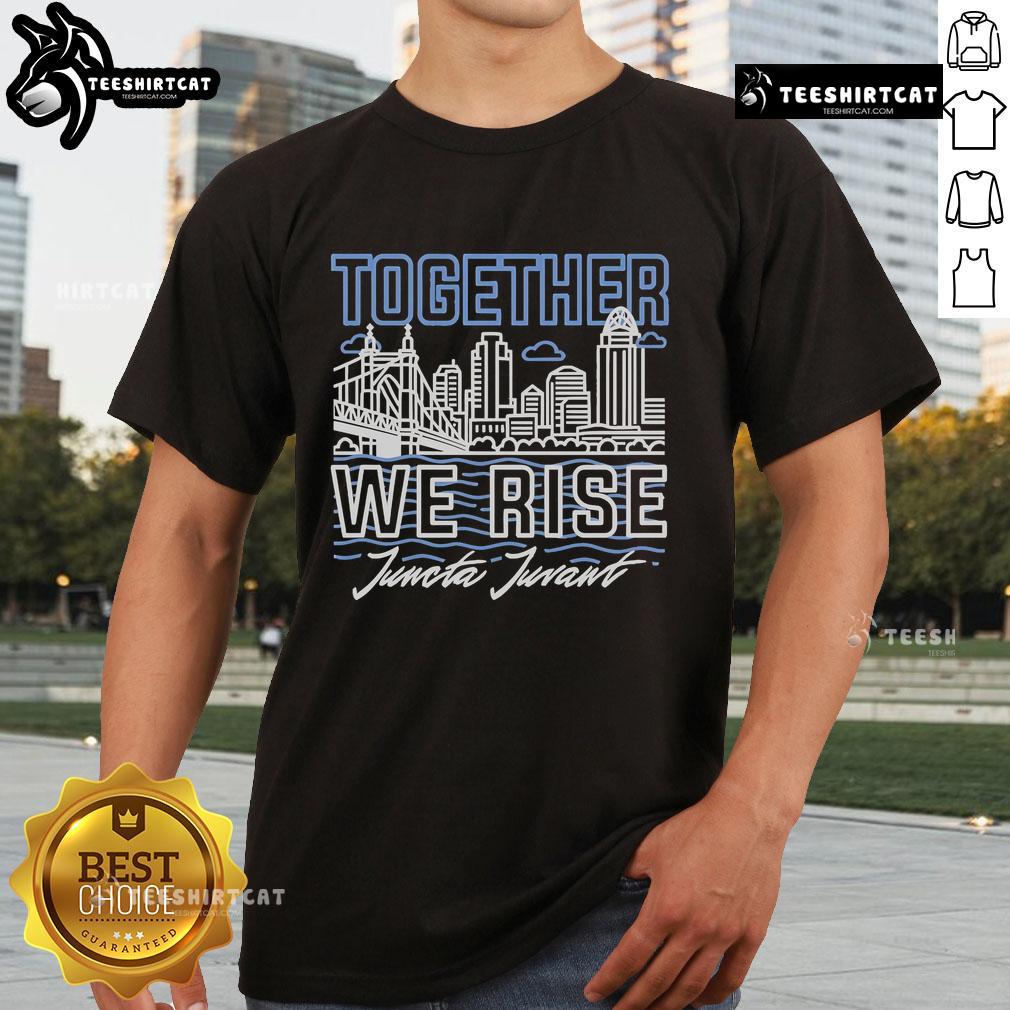 Official Together We Rise Juncta Juvant Ohio River Flood 2025 Disaster Relief T-Shirt Alt Text: Official Together We Rise Juncta Juvant Ohio River Flood 2025 Disaster Relief T-Shirt featuring bold graphic design.