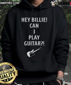 Official Tommy Lloyd wearing Hey Billie Can I Play Guitar hoodie, showcasing a stylish and casual look.