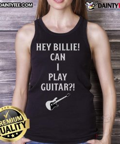 Tommy Lloyd wearing a Hey Billie Can I Play Guitar tank top, showcasing a casual and stylish vibe.