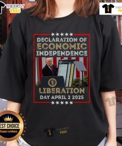 Official Trump Tariff Chart 2025 on a women's tee, symbolizing economic independence and trade policies.