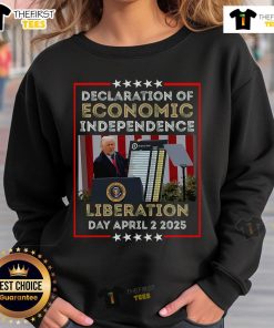 Official Trump Tariff Chart Declaration of Economic Independence 2025 Sweatshirt showcasing economic themes and patriotic design.