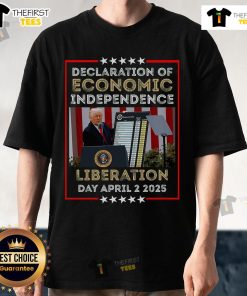 Official Trump Tariff Chart Declaration Of Economic Independence 2025 T-Shirt featuring bold graphics and patriotic colors.