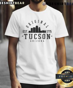 Official Tucson Arizona Est 1775 Skyline T-Shirt featuring a vibrant city skyline design and bold lettering.