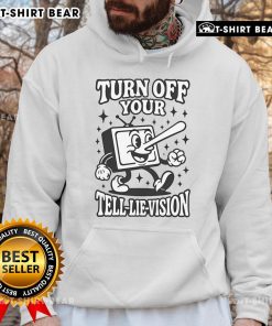 Official Turn Off Your Tell Lie Vision Hoodie in black, featuring bold graphic text, perfect for stylish statement wear.