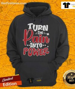Official Turn The Pain Into Power Hoodie in black, featuring a bold inspirational graphic on the front.