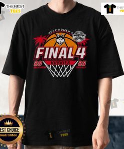 Official UConn Huskies Final Four 2025 Women's Basketball net T-shirt featuring team colors and logo, perfect for fans.