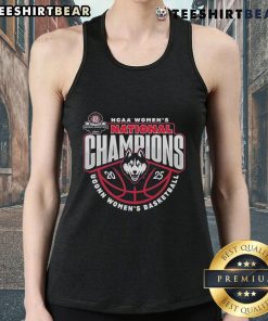 UConn Women's Basketball National Champions traditional tank top featuring team logo and championship colors.