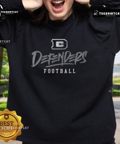 Stylized text sweatshirt featuring the official UFL DC Defenders logo, perfect for fans and casual wear.