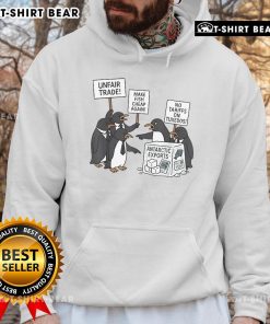 Protest hoodie featuring 'Make Fish Cheap Again' slogan, advocating against tariffs on Antarctic exports.