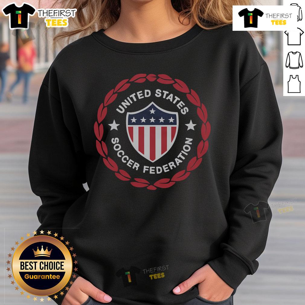 Official Us Soccer Federation 1986 Crest Sweatshirt Alt Text: Official US Soccer Federation 1986 crest sweatshirt featuring vintage design and iconic team colors.