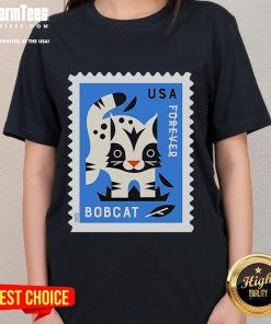Official USA Bobcat Stamp Ladies Tee featuring a stylish design and vibrant colors, perfect for casual wear.