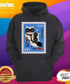 Official USA Owl Stamp Hoodie featuring a vibrant owl design and comfortable fit, perfect for casual wear.