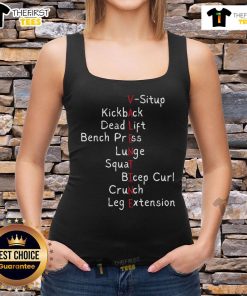 Official Valentine's Day gym workout exercises tank top featuring a list of heart-pumping routines for fitness enthusiasts.