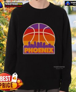 Vintage Phoenix basketball skyline logo sweatshirt in vibrant colors, perfect for sports fans and retro style enthusiasts.