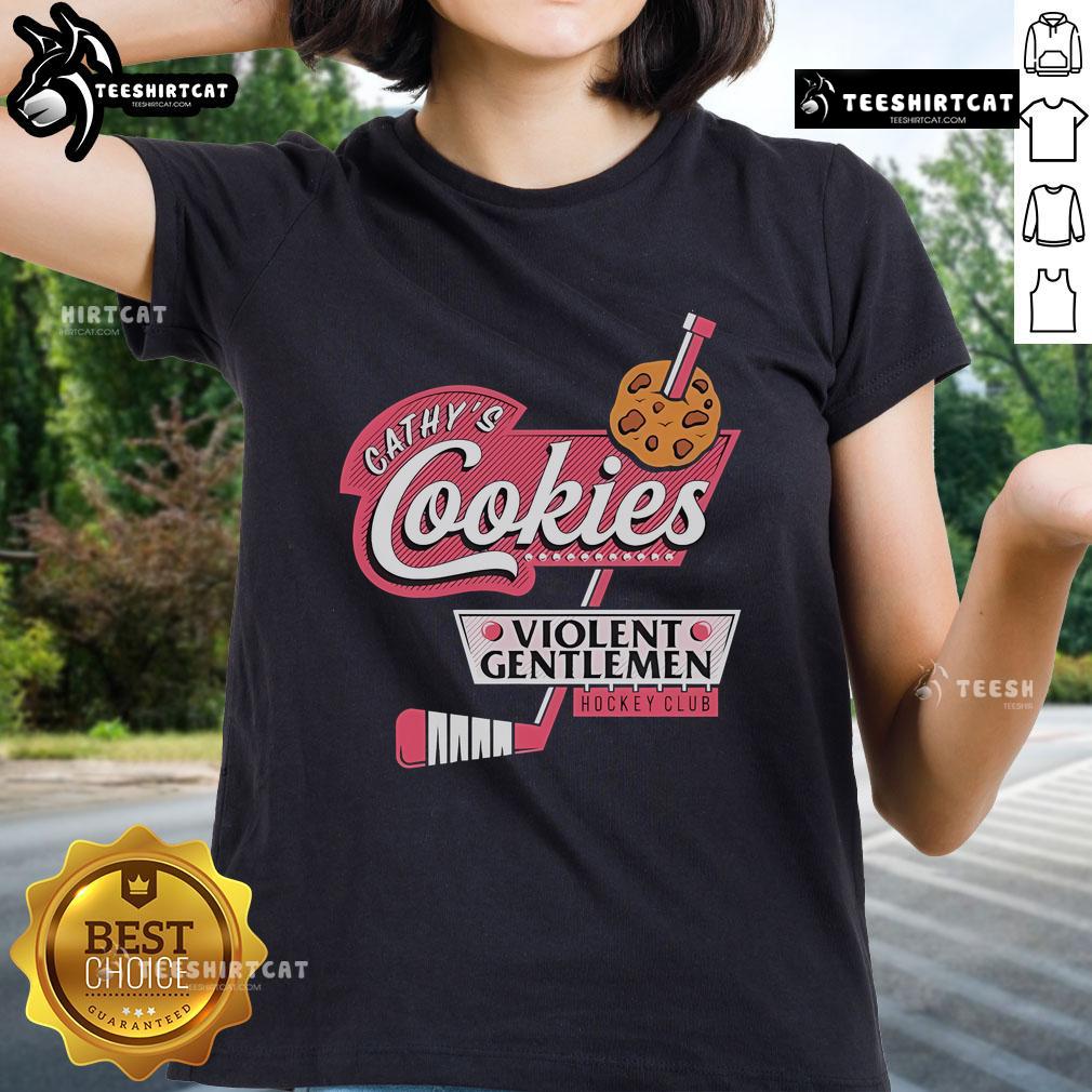 Official Violent Gentlemen Cathy'S Cookies Hockey Club Ladies Tee Official Violent Gentlemen Cathy's Cookies Hockey Club Ladies Tee in black, featuring a stylish logo and comfortable fit.