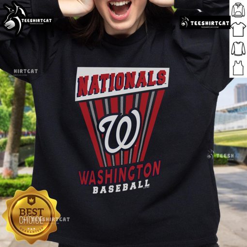 Alt Text: Official Washington Nationals baseball starter sweatshirt in red, featuring team logo, perfect for fans and chilly days.