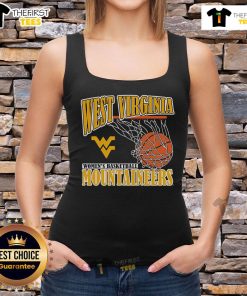 Alt Text: Official West Virginia Mountaineers 2025 women's basketball net tank top featuring team colors and logo design.