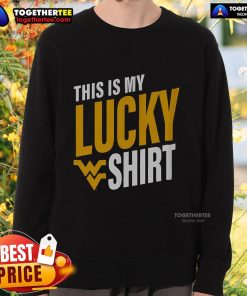 Alt Text: Official West Virginia Mountaineers sweatshirt featuring This Is My Lucky Sweatshirt design for fans and athletes.
