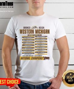 Official Western Michigan Broncos 2025 NCAA Frozen Four Men's Ice Hockey National Champions Schedule T-Shirt design