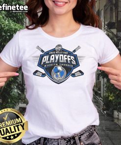 Alt Text: Official Wichita Thunder 2025 Kelly Cup Playoffs ladies tee featuring team colors and logo for fans and supporters.