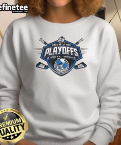 Alt Text: Official Wichita Thunder 2025 Kelly Cup Playoffs sweatshirt featuring team logo and vibrant design for fans.
