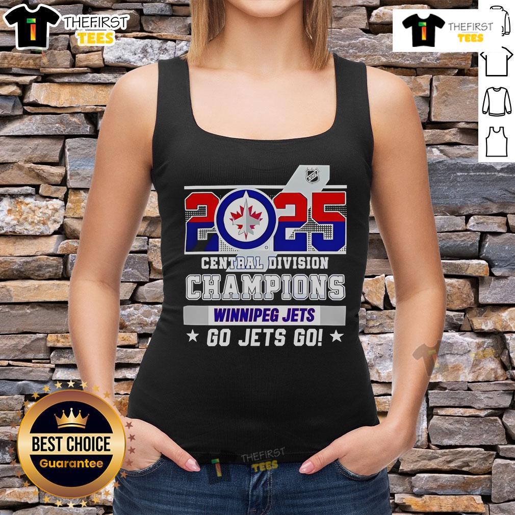Official Winnipeg Jets 2025 Central Division Champions Go Jets Go Tank Top Official Winnipeg Jets 2025 Central Division Champions tank top featuring 'Go Jets Go' design, perfect for fans.
