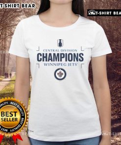 Official Winnipeg Jets 2025 Central Division Champions ladies tee featuring team logo and winning design.