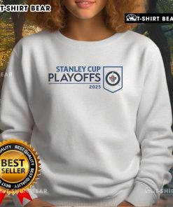 Alt Text: Official Winnipeg Jets 2025 Stanley Cup Playoffs logo sweatshirt featuring team colors and emblem design.