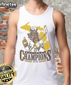 Men's tank top featuring the Western Michigan Broncos mascot, celebrating NCAA National Champions 2025 ice hockey.