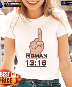 Official WrestleMania Roman 13-16 ladies tee featuring a stylish design for wrestling fans.