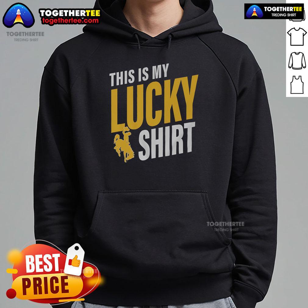 Official Wyoming Cowboys This Is My Lucky Hoodie Official Wyoming Cowboys 'This Is My Lucky Hoodie' in blue, showcasing team logo and stylish design for fans.