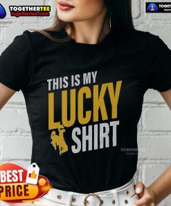 Official Wyoming Cowboys This Is My Lucky Ladies Tee featuring vibrant team colors and stylish design for fans.