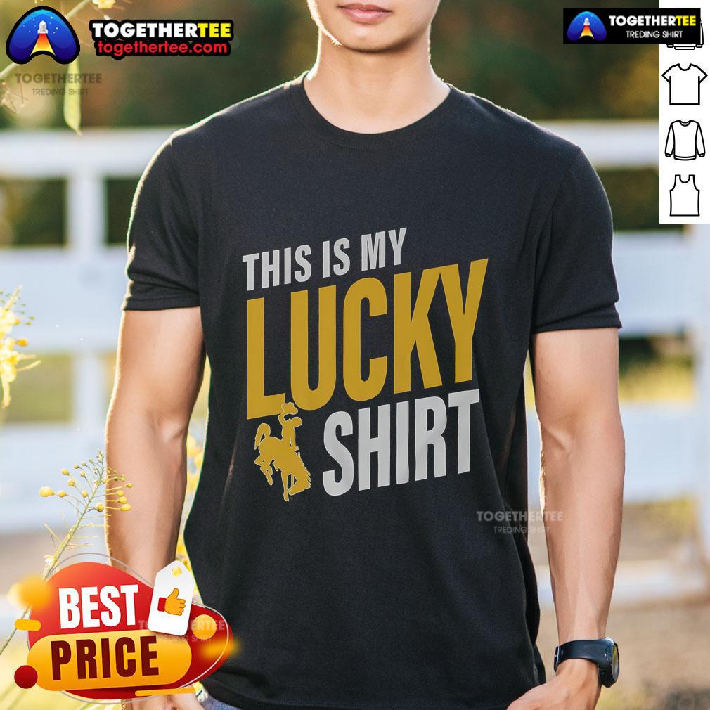 Official Wyoming Cowboys This Is My Lucky T Shirt Alt Text: Official Wyoming Cowboys This Is My Lucky T-Shirt featuring team colors and logo, perfect for game day and fans.