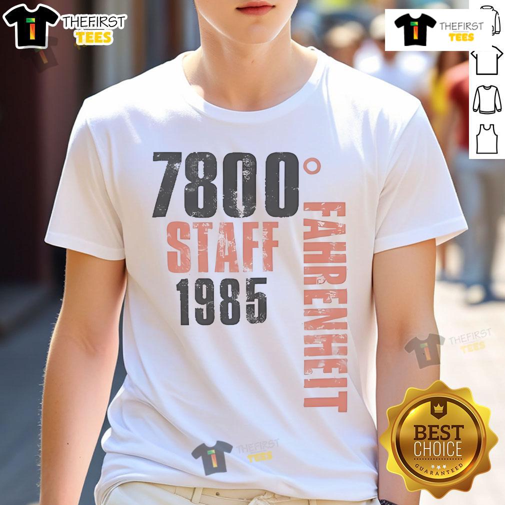 Original Bon Jovi 7800° Fahrenheit Staff 1985 T Shirt Alt Text: Original Bon Jovi 7800 Fahrenheit Staff 1985 T-Shirt featuring bold graphics and vintage design for rock music fans.