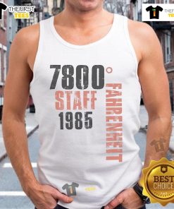 Original Bon Jovi 7800 Fahrenheit staff tank top from 1985 featuring iconic band logo and vintage design.