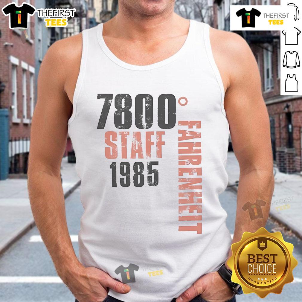Original Bon Jovi 7800° Fahrenheit Staff 1985 Tank Top Original Bon Jovi 7800 Fahrenheit staff tank top from 1985 featuring iconic band logo and vintage design.