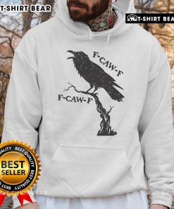 Original F CAW F Black Crow Pun Bird Cawing Grunge Hoodie design featuring a stylish crow graphic on a black background.